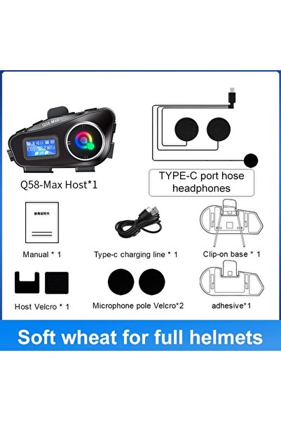 Choice 1PC Soft Mic Q58-MAX Motorcycle Helmet Bluetooth Headset Intercom LED ...