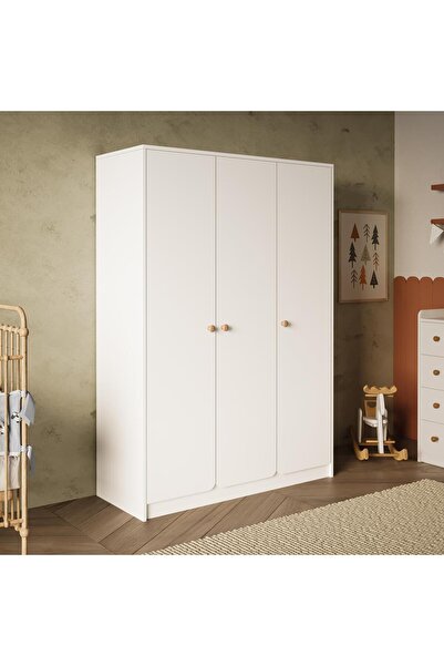 Bimossa KG3140 Daffy Üç Kapaklı Gardırop Beyaz - Askılı ve Çok Raflı Geniş Ha...