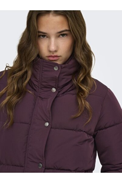 ONLY Women's Stand Collar Puffer Coat with Snap Fasteners, Quilted Pockets, L...