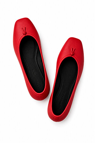 Eataly Shoes VERDE Kırmızı Hakiki Deri Babet