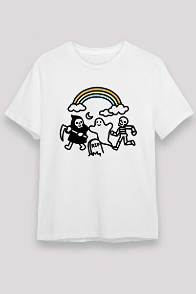 Darkhane Halloween Printed Unisex White T-Shirt - Tshirt