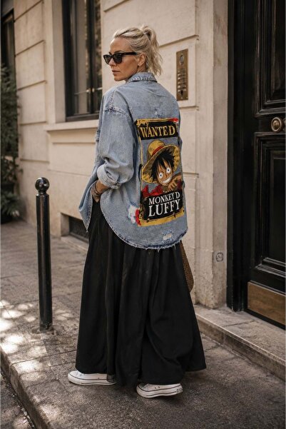 ibeeka Street wanted printed oversize denim shirt jacket