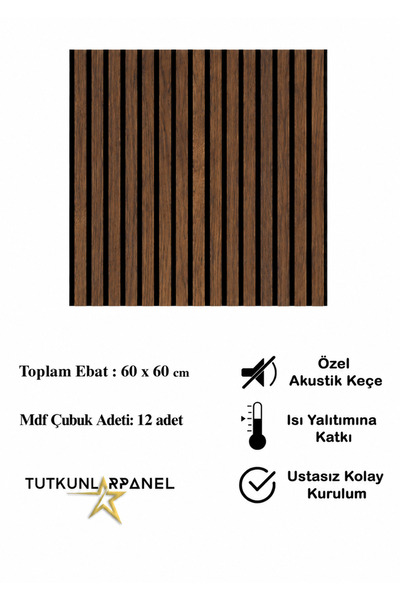 TUTKUNLAR PANEL Akustik Duvar Paneli Çıtalı MDF Ahşap Ses Yalıtımlı Dekoratif...