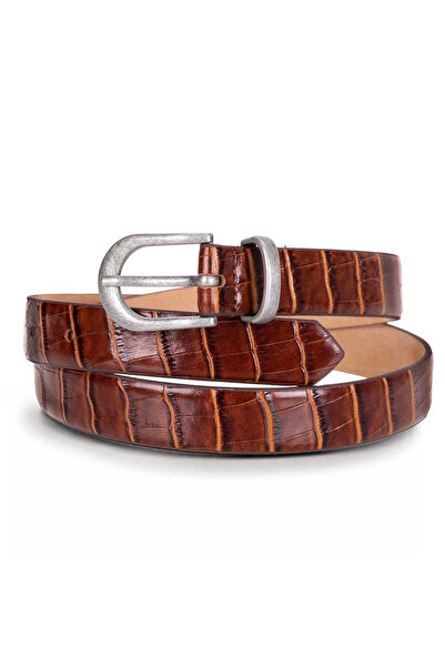 BloominBag Bloom in Still Women's Genuine Leather Belt - Camel Croco