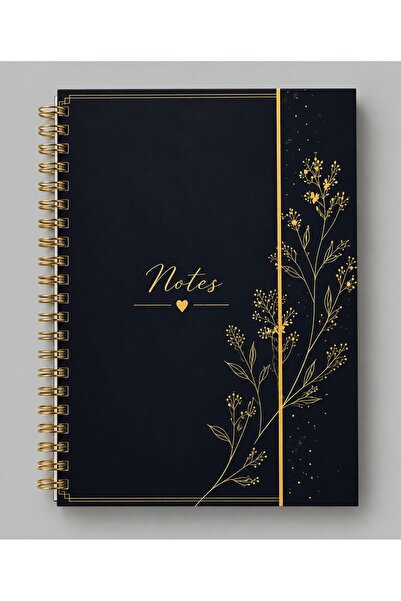 NİORE A5 Spiral Bound 120 Pages Lined, Notepad, School Notebook (Black-Navy B...