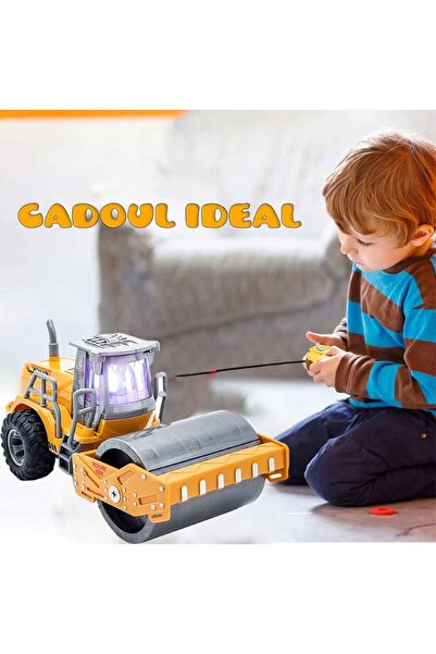 Pitikot Vehicul de construcții, compactor de jucărie cu telecomandă pentru copii, cu funcții complete, controlat prin radio, cu lumini și sunete