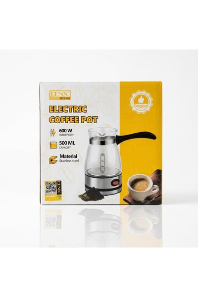 Denx ركوة قهوة كهربائية DNX DX3418، قدرة 600 واط، سعة 500 مل، ستانلس ستيل