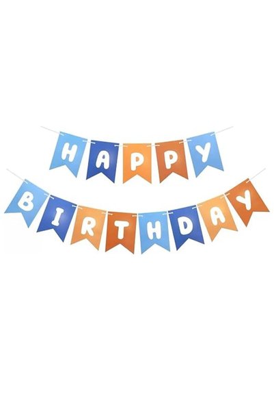AZONEE Blue & Orange Happy Birthday Banner | Vibrant Party Decorations for Bo...