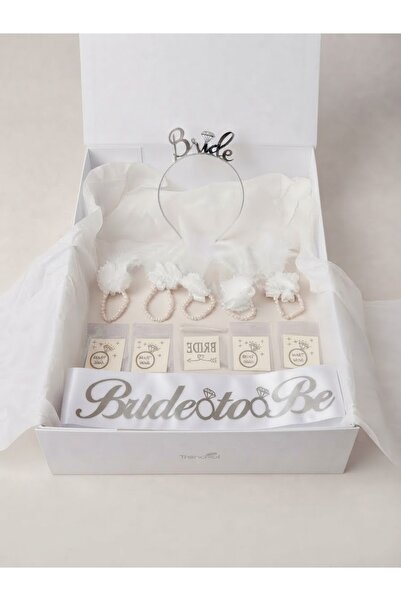 GOLDCENTER Beyaz Bride To Be Nedime Bileklik ve Dövme, Gelin Taç Kuşak Bekarl...