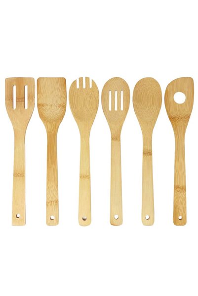Generic Brand Kitchen Set with Holder, Spatula and Utensils, Light Brown