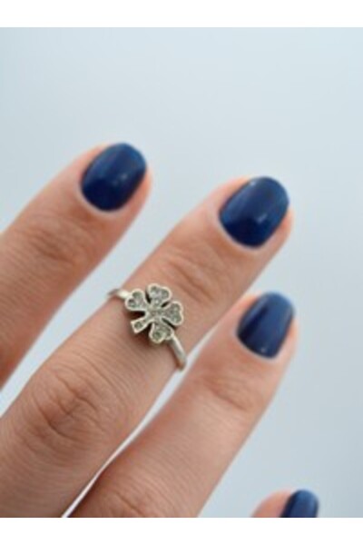 Stoneage Lucky clover ring - silver color -