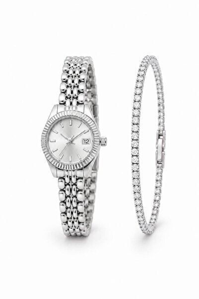 YUESSE Minimal Yuvarlak Metal Kadın Kol Saati 24mm Su Yolu Bileklik Hediyeli