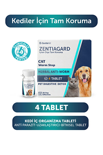 zentiavet Kedi İç Dış Parazit Bitkisel İç Organizma Tableti Anti Parazit Herb...