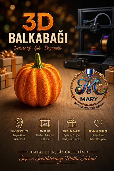 🎃 3D DEKORATİF BALKABAĞI – 7 CM 🎃