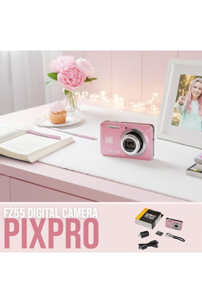 Kodak إف زد 55 بينك |   مستشعر بدقة 16.35 ميجابكسل، فيديو عالي الدقة 1080p، شاشة LCD مقاس 2.7 بوصة، بطارية ليثيوم أيون قابلة لإعادة الشحن