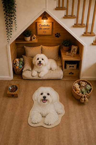 ZNG design home Maltese Terrier Figürlü Mama Paspası Dijital Baskı Kaymaz Tab...