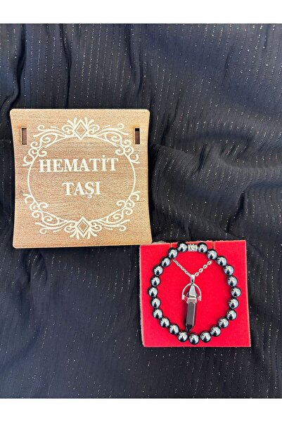 Vera Food Natural Hematite Stone Necklace and Bracelet