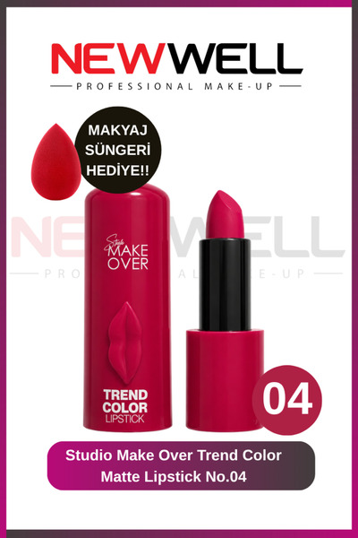 New Well Studio Make Over Trend Color Matte Lipstick No.04 & Makyaj Süngeri Hediye