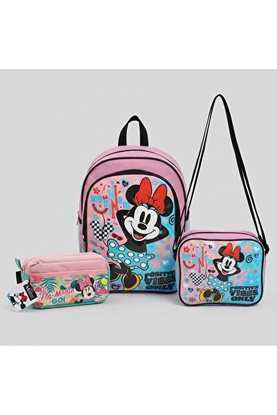 Minnie Mause School Bag Set Primary School Bag + Lunch Box + Pencil Case 3-Pi...