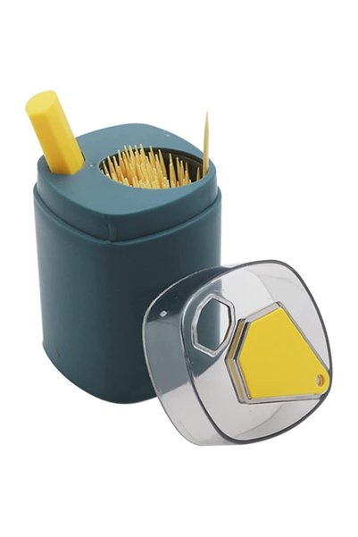 GIMASE , Suport Scobitori, Automat, cu Buton si Capac, din PP, 9.5x6 cm, Albastru