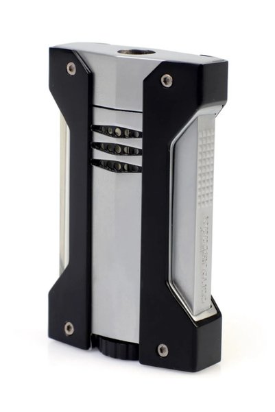 CONQUİSTADOR Tek Torch Pürmüz Krom Siyah Defi Extreme Dizayn Metal Puro Çakmağı CNQ-024