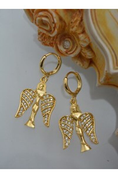 Stoneage Angel Design Earrings - Gold Color -