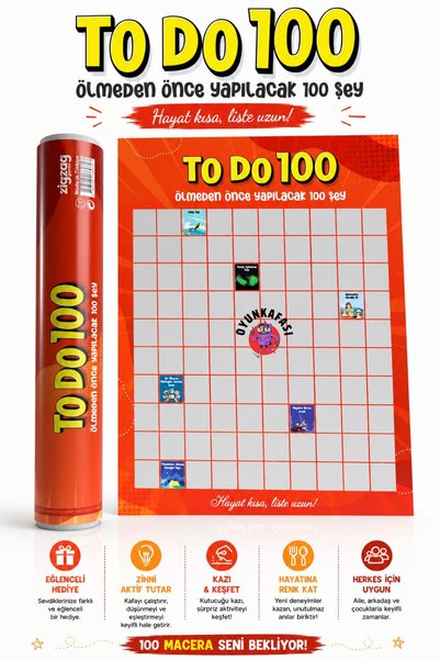 OYUNKAFASI To Do 100 Ölmeden Önce Yapılacak 100 Şey Kazı Kazan Posteri – Akti...
