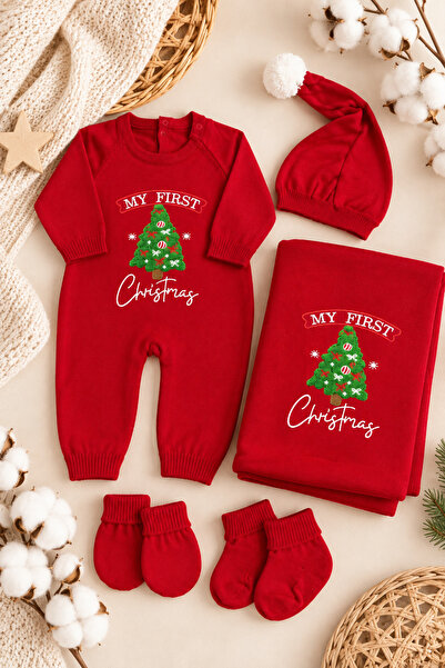 İZYALİF BABY Yenidoğan Bebek Yılbaşı Noel 5’li Triko Set – Tulum, Battaniye, ...