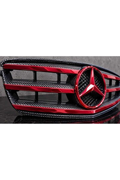 Mercedes Benz C Serisi W204 Kırmızı Krom ve Gri Karbon Desenli Panjur