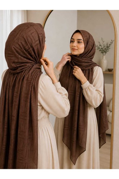 HAREM SCARF Noura Diamond Elisa Şal Kahverengi