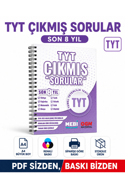 Modus Yayınları TYT Son 8 Yıl Çıkmış Sorular 2018-2025 Tüm Dersler A4 Renkli ...