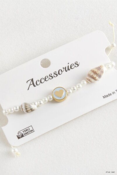 ZERO LAND Ilkestor Heart Sea Shell Pearl Macrame Rope (202919) Bracelet Turqu...
