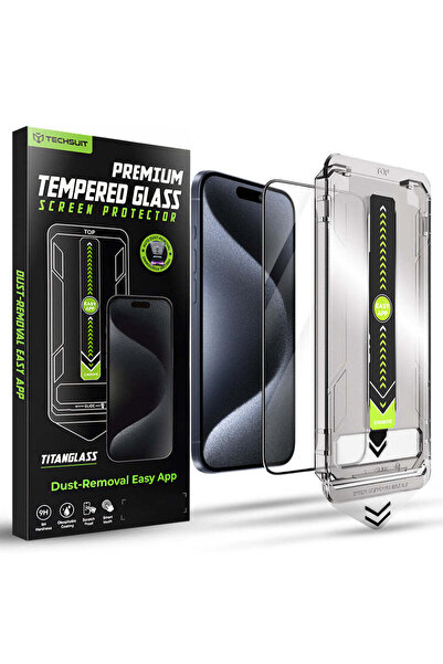 Techsuit Folie de protecție pentru iPhone 15 Pro, TitanGlass FullCover - negru