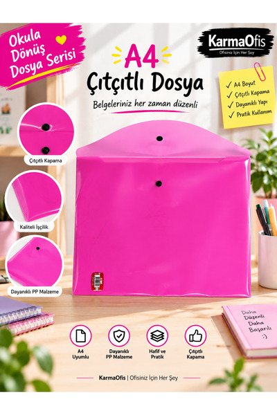 KarmaOfis A4 Snap File – 5 Color Options |   Single Fuchsia Color Option Avai...