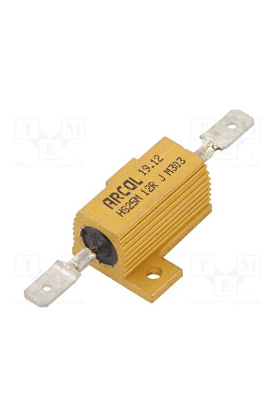 OEM Rezistor bobinat ARCOL/OHMITE HS25M-12RJ, 12Ω, cu radiator, înşurubare, 2...