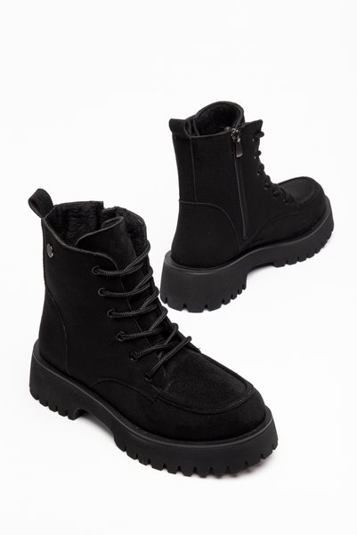 SNİCKER Accesorii Black Saraç, talpă din polietilenă, cu șireturi, pantofi de damă tip cizme Better