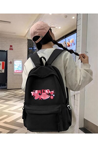 Minga London Black Melt Pink Printed School, Class, Course Backpack