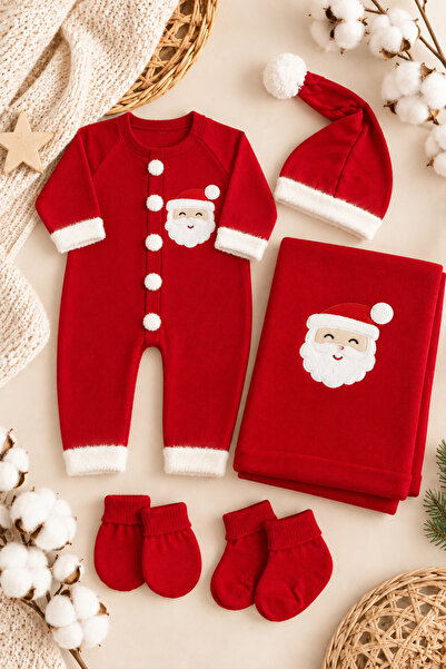 İZYALİF BABY Newborn Baby Christmas 5-Piece Knitwear Set - Jumpsuit, Blanket,...