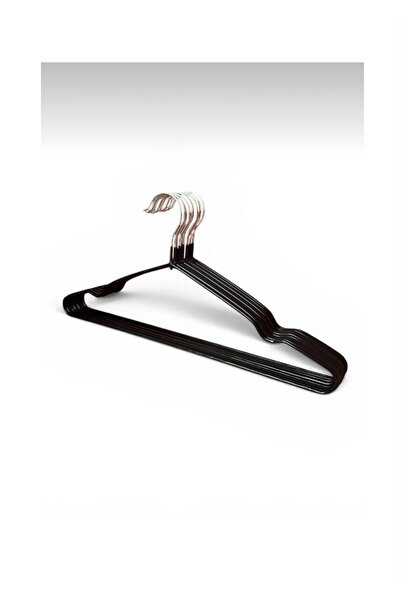 abnturk 10 Adet Silikon Kaplamalı Kaydırmaz Metal Elbise Askısı Siyah Renk 40CM