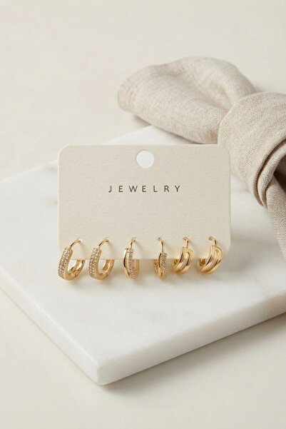 SORA GROUP ®   Gold Color Hoop Model 6-Piece Earring Set