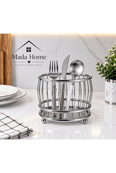 Mada Home Gümüş Metal Dekoratif Kaşıklık Çatal Bıçaklık Organizer