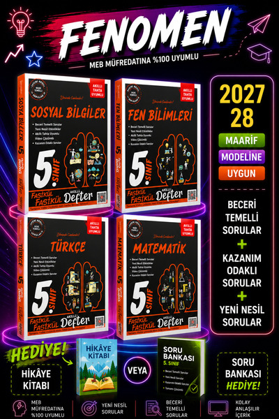 Fenomen Yayıncılık Ders arkadaşım 5 sınıf Türkçe matematik fen sosyal fasikül...