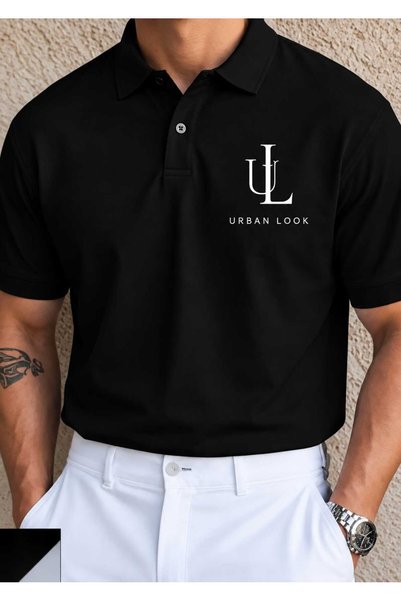 Urban Look تي شيرت بياقة بولو مطبوع عليه Formula 1 للجنسين - تي شيرت بأكمام ق...
