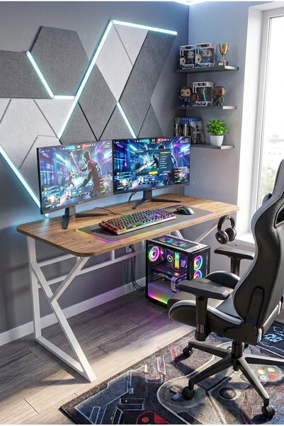 tekahome Oyuncu Masası Ofis masası Bilgisayar Masası Çalışma Masası Çam - Bey...
