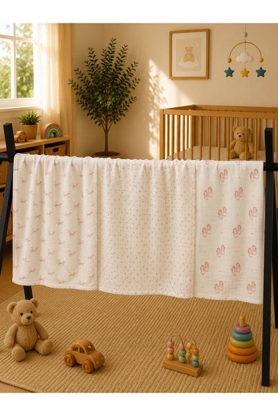 Zümra Baby Multi-Purpose Muslin Blanket Set of 3, Muslin Newborn Baby Blanket...