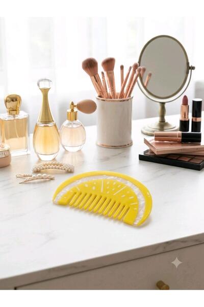 REBORN DESIGN 10 cm Bone Hair Comb with Lemon Figure Detail - Mini Bag Comb