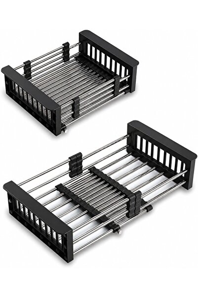 4basix Expandable Stainless Steel Dish Rack & Kitchen Sink Drain Basket, Adju...
