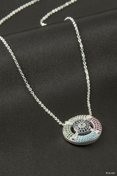 ZERO LAND Ilkestor Rudder Zircon Stone Necklace (224246) Silver Color