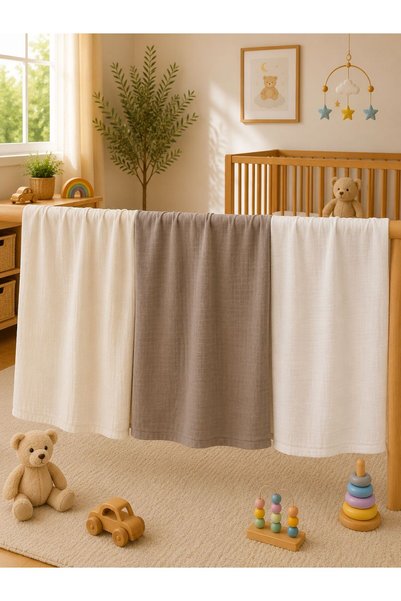 Zümra Baby Multi-Purpose Muslin Blanket Set of 3, Muslin Newborn Baby Blanket...