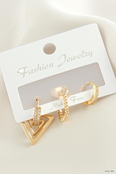 ZERO LAND Ilkestor 3 Pieces Arrow Zircon Stone (231300) Earrings Yellow